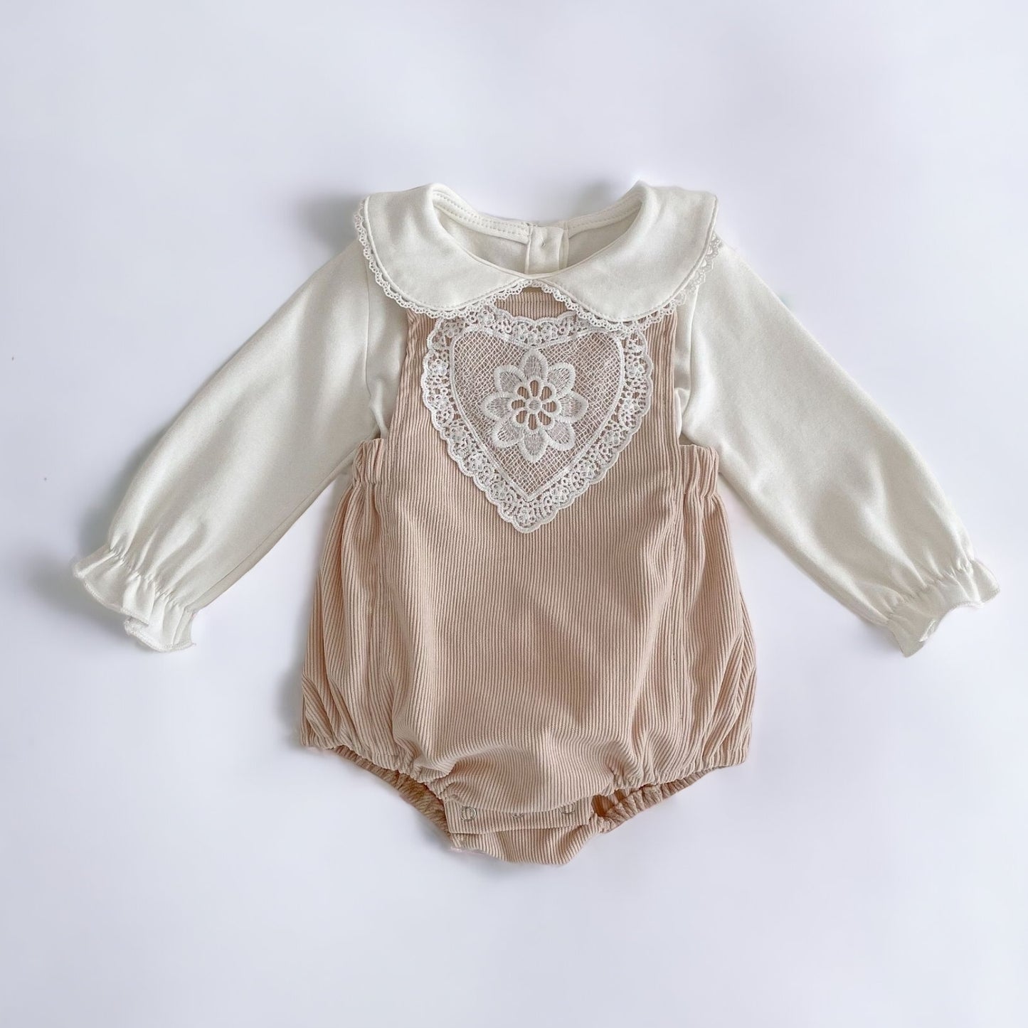 Lace Heart Baby Romper and Top Set
