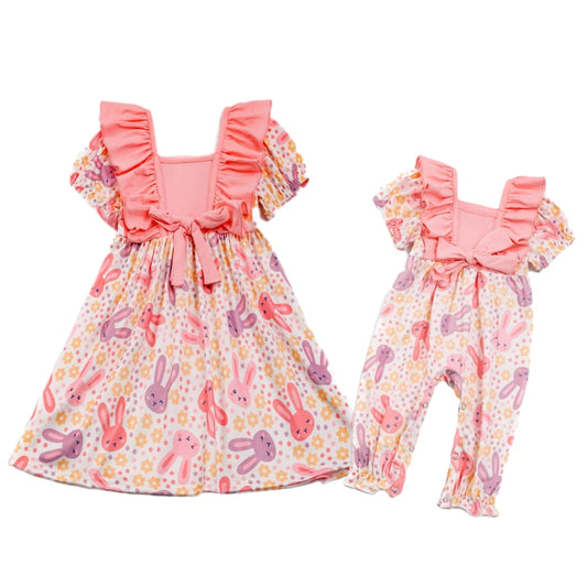 Pink Matching Bunny Romper and Dress