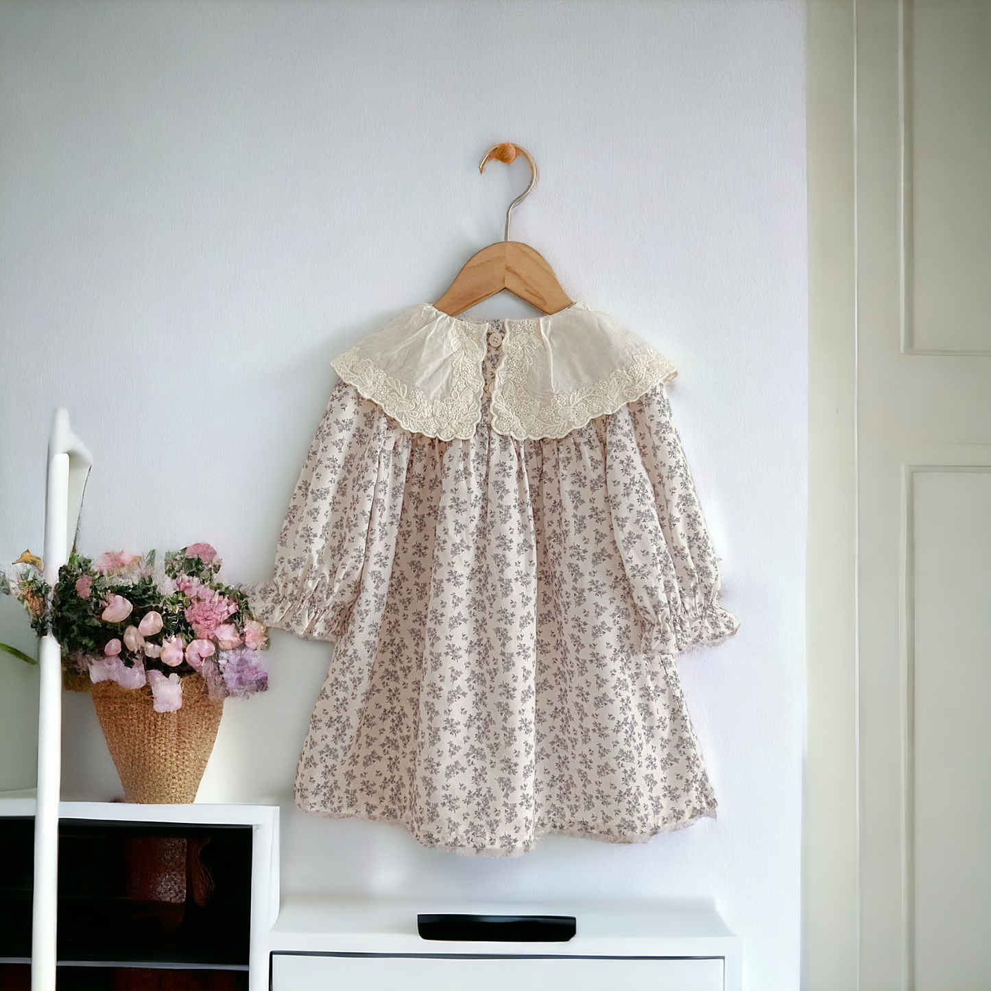 Purple Floral Lace Collar Dress