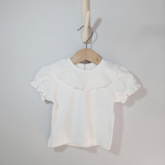 Lace Collar White T-Shirt