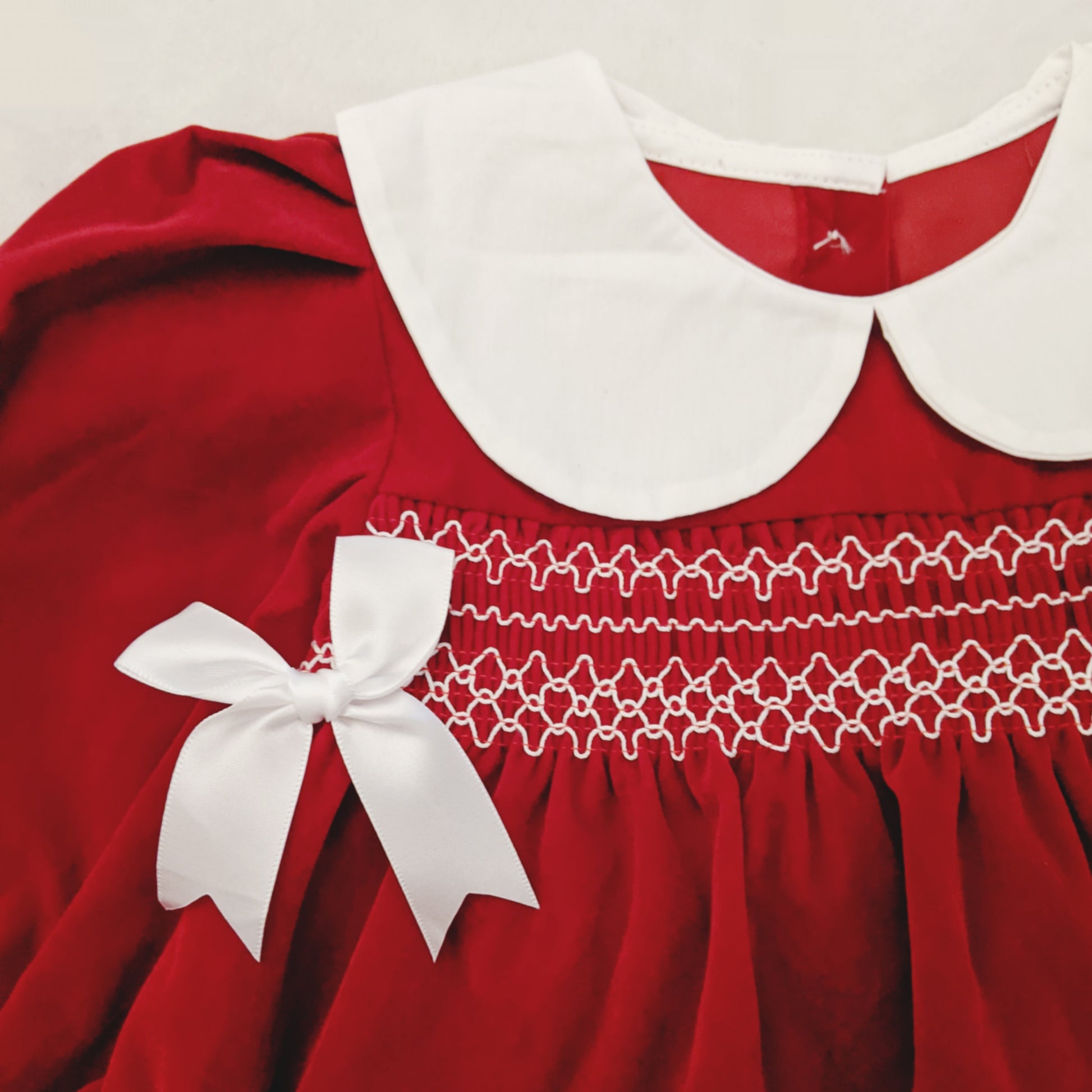 Red Velvet Smocked Christmas Dress/Romper