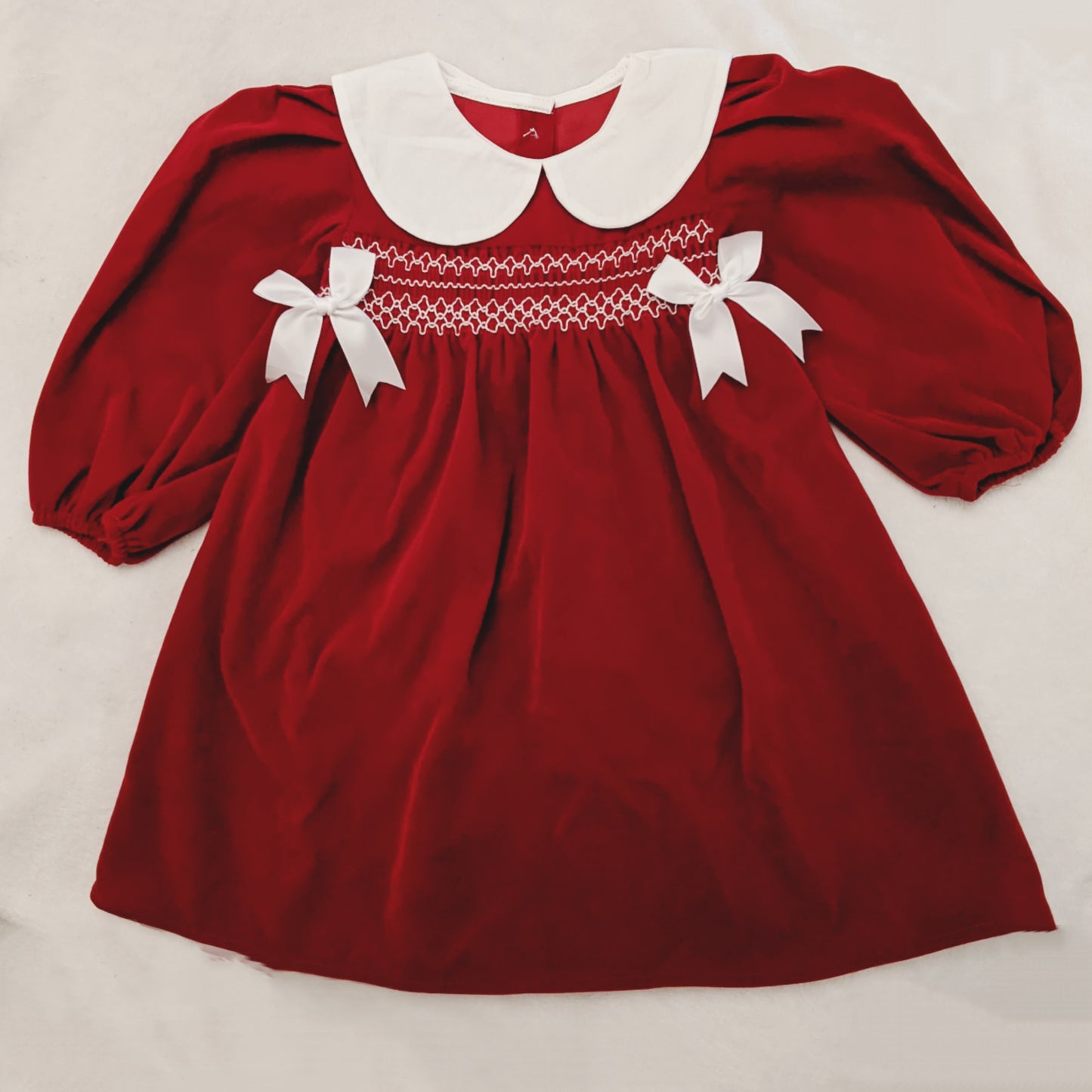 Red Velvet Smocked Christmas Dress/Romper