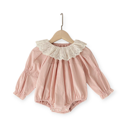Pink Lace Collar Romper