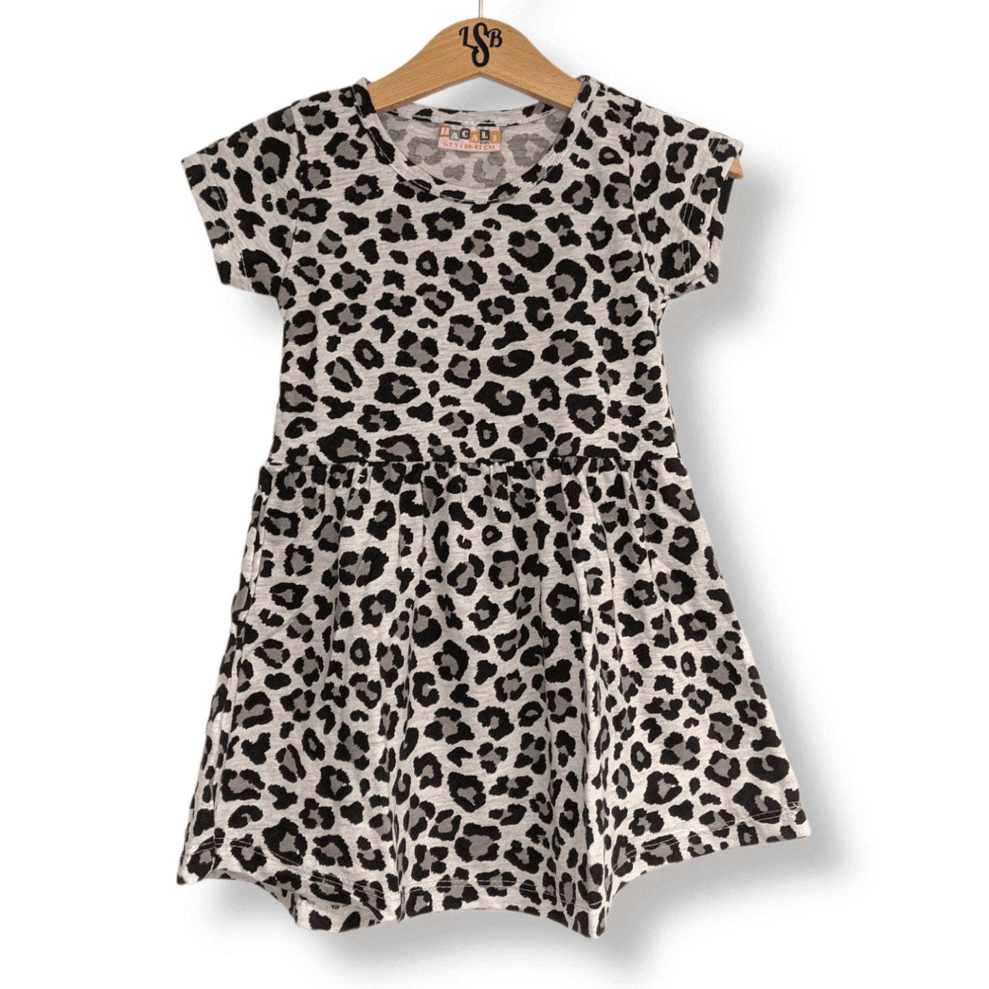 Grey Leopard Jersey Dress [Little Stitches Boutique]